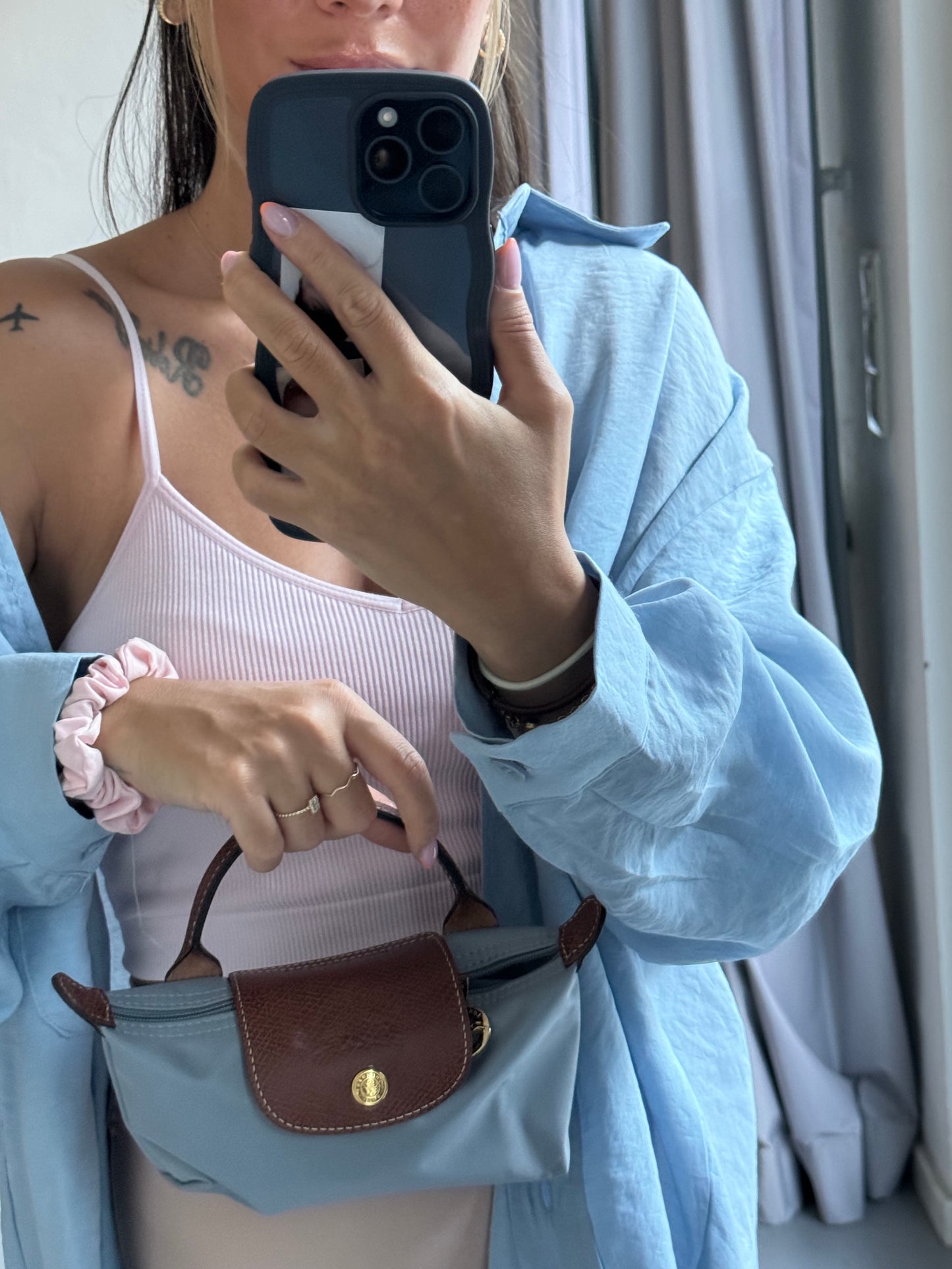 Babyblaue Oversized Bluse im Casual-Look