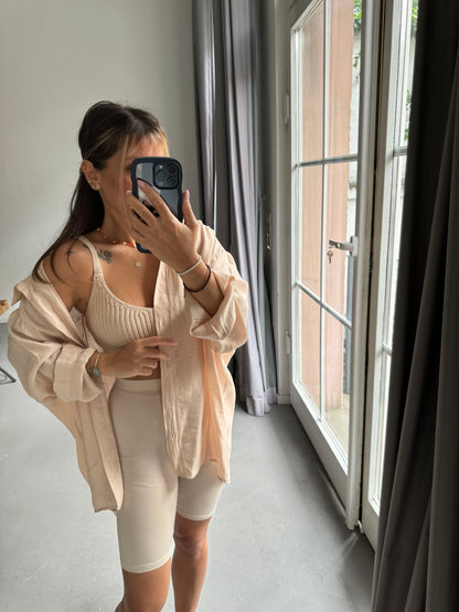 Beige Oversized Hemdbluse