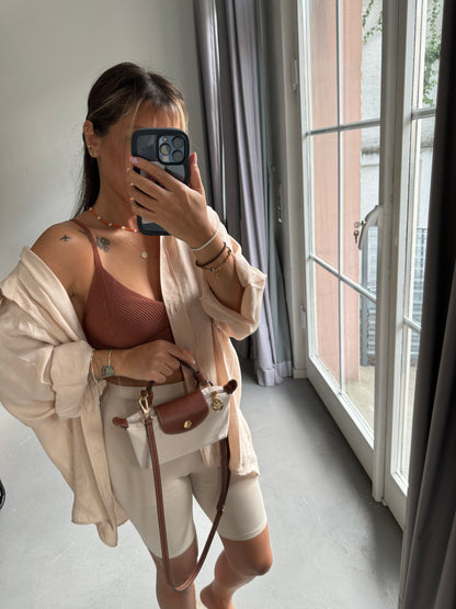 Beige Oversized Hemdbluse