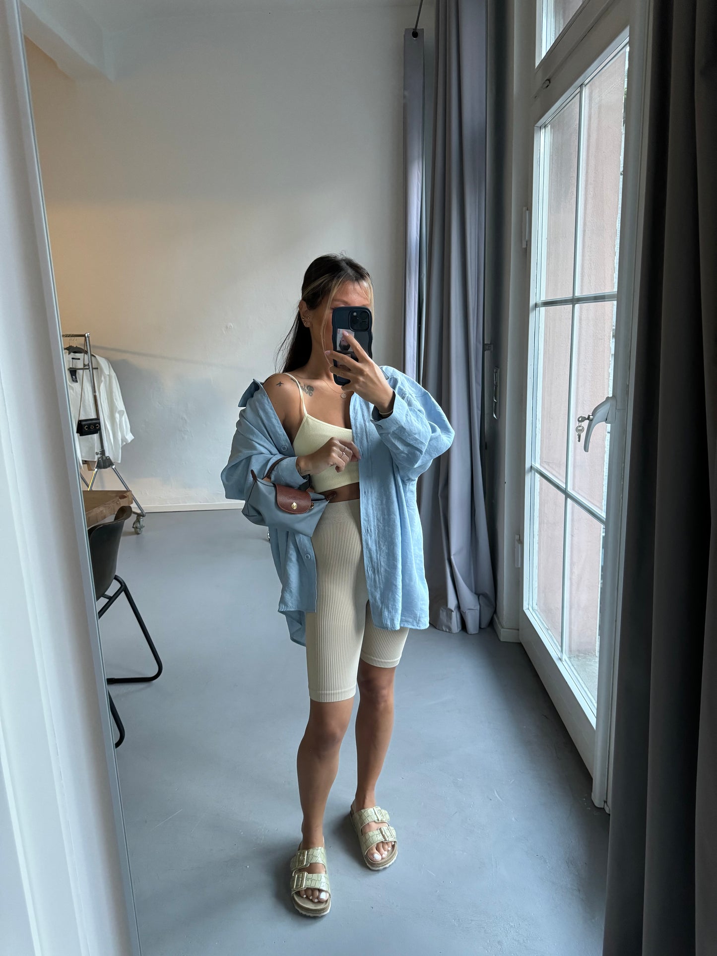 Babyblaue Oversized Bluse im Casual-Look